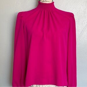 MELLODAY Vibrant Pink High-Neck Blouse